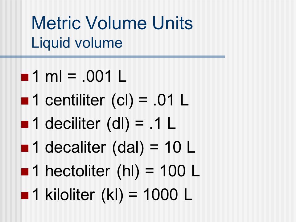 How many liters are in one kiloliter?